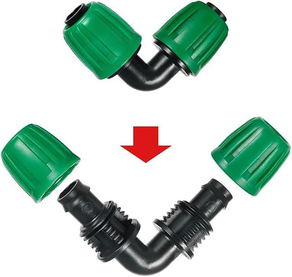 15 Pcs 1/2 Inch Drip Irrigation Elbow Fittings(1/2" ID x 0.640" OD), 90 Degree Drip Lock Barbed Nut Hose Elbow Connectors for 1/2 Drip Irrigation Tubing Connection Parts for Garden Watering System