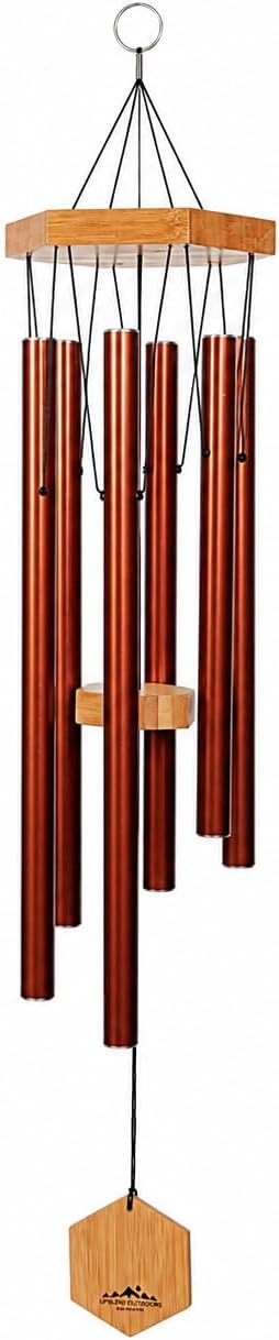 Copper Red Wind Chimes for Outside, 29 Inch Hand Tuned G Major Pentatonic Wind Chime, Memorial Sympathy Gift for Loss of Loved One, Deep Tone Aluminum Bamboo Garden Patio Porch Decor