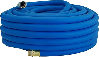 Wiseflow Garden Hose 100FT x 3/4", Heavy Duty Rubber Hose, Water Hose with Five Layered Braiding, Male Female Fittings, 1200PSI Burst, 300PSI Working for Yard, Car Wash, Pets (Blue)