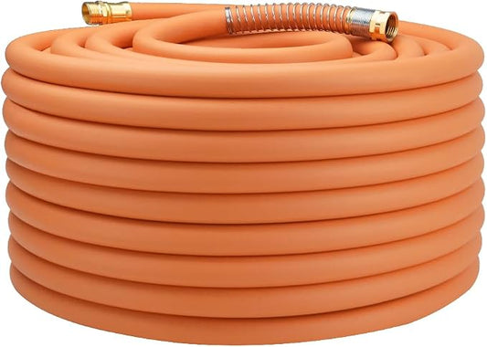 Wiseflow Garden Hose 150FT x 3/4", Heavy Duty Rubber Hose, Water Hose with Five Layered Braiding, Male Female Fittings, 1200PSI Burst, 300PSI Working for Yard, Car Wash, Pets (Orange)