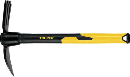 Truper Rapid Tiller, Digger Cultivator, 14-Inch Fiberglass Handle with Comfort Grip, Forged Steel Dual-Head Digging and Aerating Tool (Model RATI-F / 32739)