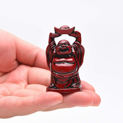 6Pcs 2in Red Resin Laughing Buddha Figurines, Tabletop Lucky Decor | Maitreya Buddha Statue, Flower Pot Statue, Home Office Desk Decor, Fengshui Collection Gift Ornaments