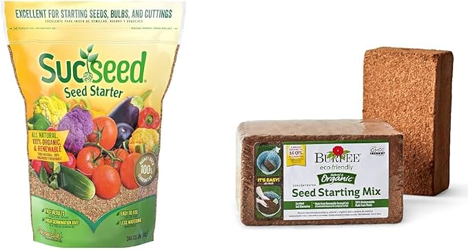 Mosser Lee ML0003 SucSeed® Premium Seed Starter 244 Cubic inch (4L) & Burpee Organic Coconut Coir Concentrated Seed Starting Mix, 16 Quart