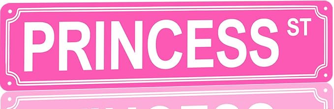 Pink Room Decor Princess Street Sign Y2k Princess Room Decor Pink Princess St Metal Tin Sign Bedroom Decorations 16x4 Inches