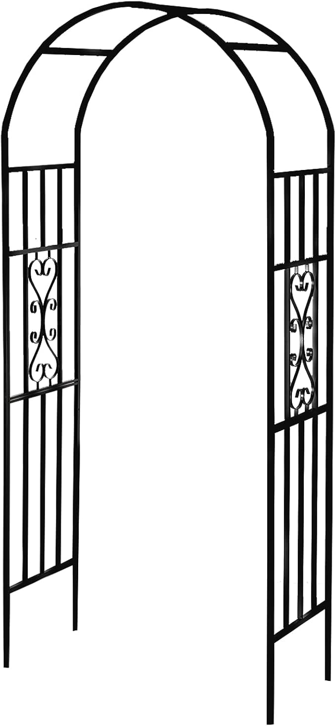 Metal Pergola Arbor, 100" H x 45" W Garden Arch Archway for Wedding Ceremony Party Curved Iron Plants Trellis Stand Use for Outdoor Garden Climbing Plants