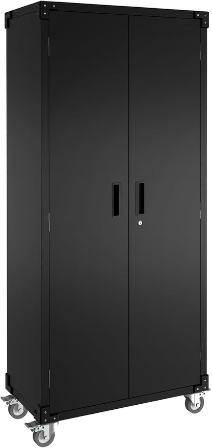 Garvee Storage Metal Cabinet 71" with Doors and 4 Shelves Adjustable Adjustable Feet and Lock Tall Storage Cabinet for Pantry Garage Craft Bedroom Office Shop