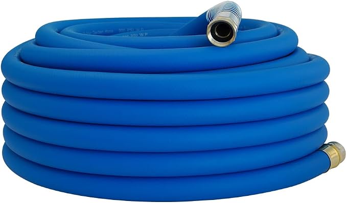 Wiseflow Garden Hose 75FT x 3/4", Heavy Duty Rubber Hose, Water Hose with Five Layered Braiding, Male Female Fittings, 1200PSI Burst, 300PSI Working for Yard, Car Wash, Pets (Blue)