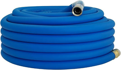 Wiseflow Garden Hose 75FT x 3/4", Heavy Duty Rubber Hose, Water Hose with Five Layered Braiding, Male Female Fittings, 1200PSI Burst, 300PSI Working for Yard, Car Wash, Pets (Blue)