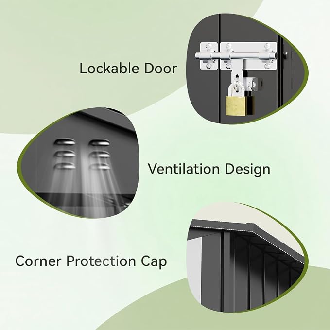 COMHOMA Outdoor Storage Shed Metal Garden Tool House Lockable | Sloping Roof and Air Vent Perfect for Backyard Patio Lawn and Poolside