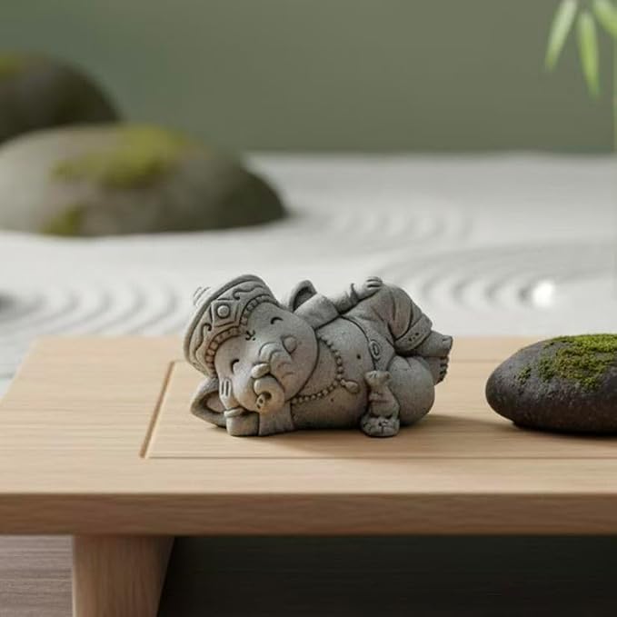 livelyfish Small Elephant Statue Sandstone Figurine Hindu Meditation Buddha Sculpture for Fish Tank Aquarium Decoration (G)