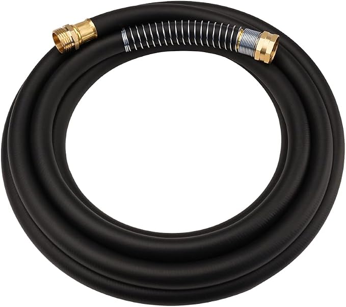 Wiseflow Leader Hose 15FT x 5/8" Heavy Duty Water Hose with Brass Male to Female Fittings, Short Hose Extender for Hose Reel and Faucet, 1000 PSI Burst Pressure, 300 PSI Working Pressure, Black