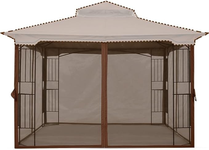 MASTERCANOPY Patio Gazebo Mosquito Netting Screen Walls (10x10, Coffee)