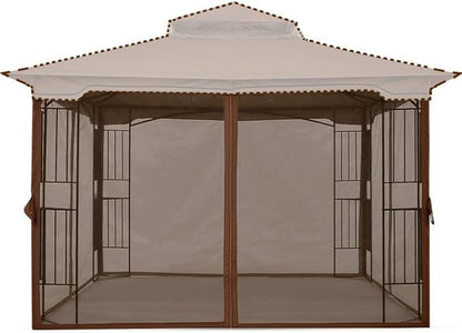 MASTERCANOPY Patio Gazebo Mosquito Netting Screen Walls (10x10, Coffee)