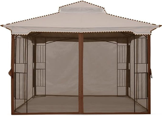 MASTERCANOPY Patio Gazebo Mosquito Netting Screen Walls (10x10, Coffee)