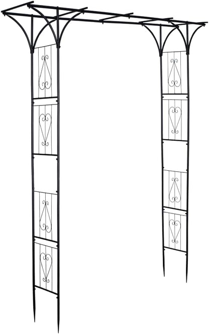 90" Garden Arbor Metal Arch Trellis for Climbing Plants | Outdoor Arbors Archway Pergola for Wedding Ceremony Party Decoration Flat Top Trellises for Rose Vine Backyard Lawn Patio