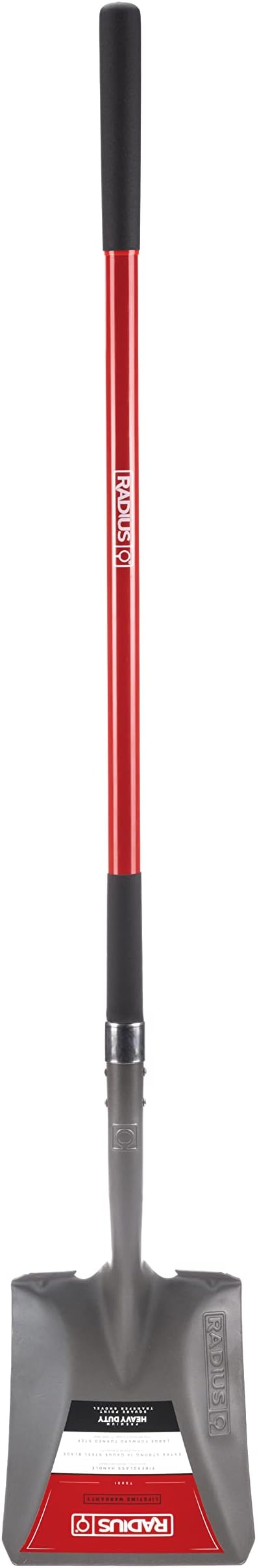 Radius Premium Long Handle Square-Point Shovel, Fiberglass Shaft