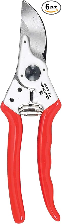 Corona BP 4250 Forged Steel Aluminum Handles Bypass Hand Pruner - 1 inch Cut Capacity Stem and Branch Garden Shears, Red (Pack of 6)