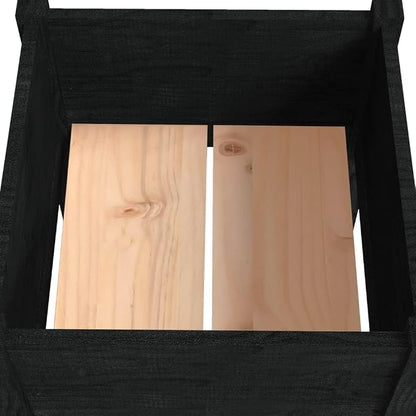 vidaXL Garden Planters - Set of 2, Strong Solid Pinewood Construction, Ideal for Flowers & Plants, Black, Weather-Resistant, 15.7"x 15.7"x27.6"