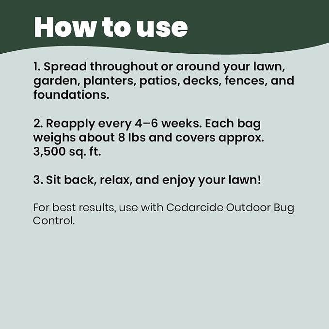 Cedarcide Lawn, Home & Garden Cedar Granules | Repels Fleas, Ants, Spiders & Mosquitoes | Smells Great, Easy to Use | Family & Pet Safe | 2 Bags (16 Lbs)