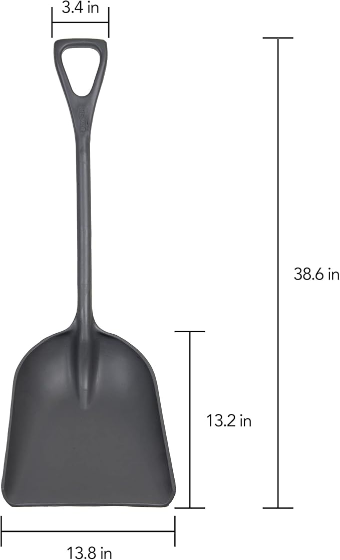 Remco No. 4 Industrial Square Point Shovel, Plastic Blade, 28 in L, Gray Polypropylene Handle 6982RG - 1 Each