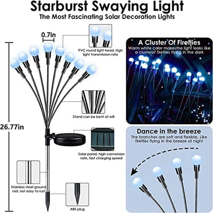 6 Pack Solar Firefly Lights Outdoor Swaying Garden Decorations 48 LED Blue | 2 Lighting Mode, Auto On/Off, Sway with Wind, Waterproof Solar lights Outdoor for Walkway Yard Terrace Holiday Decorations