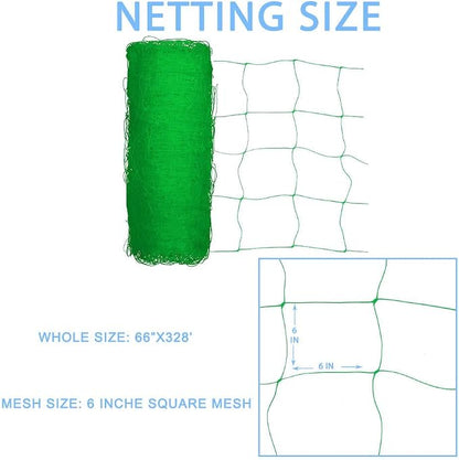 Heavy Duty Green Trellis Netting Roll - 67''x328' Plastic Plant Trellis Net for Climbing Plants
