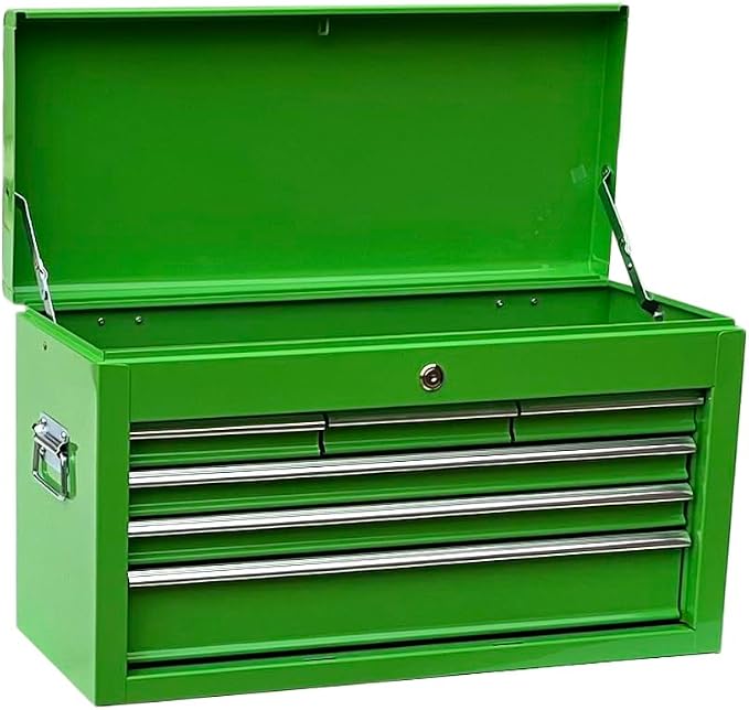 Workington Portable Metal Tool Chest with 6 Drawers, 24" 6-Drawer Tool Chest Cabinet with Ball Bearing Drawer Slides, Steel Tool Storage Box Organizer 4005 Green