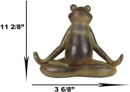 Ebros Gift Rustic Zen Meditation Contented Yoga Frog Garden Statue Meditating Buddha Frog Wisdom Koan Decorative Sculpture 14" Long