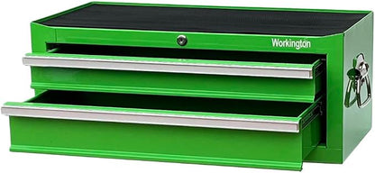 Workington Industrial 2 Drawers Portable Metal Intermediate Box, 26" Middle Tool Chest Cabinet with Ball Bearing Drawer Slides, Steel Tool Storage Box Organizer 4008 Green