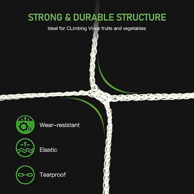 Trellis Netting, CANAGROW Heavy-Duty Garden Plant Trellis Netting for Climbing Plants, Outdoor Indoor Grow Net for Beans Tomatoes Peas Pumpkin Flowers, 𝟔 𝐱 𝟏𝟓𝐟𝐭, Pack of 4