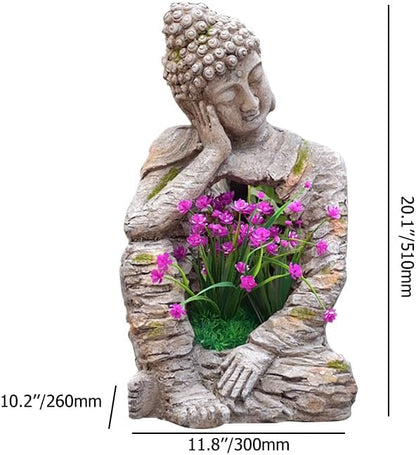 homary Outdoor Sleeping Buddha Statue Planter | Zen Garden Sculpture, Flower Pot, Magnesium Oxide, Indoor Outdoor Decoration, For Patio, Lawn, Temple, Office