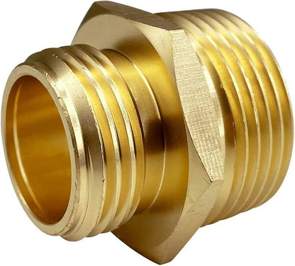 3/4” GHT Male x 1” NPT Male Connector, Brass Garden Hose Fitting, Adapter, Industrial Metal Brass Garden Hose to Pipe Fittings Connect (2 Pack)