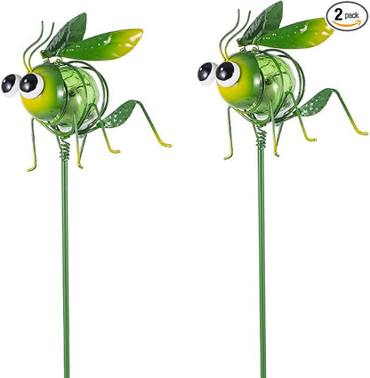 Viveta 2 Pack Garden Solar Lights, Solar Lights Stake | Decorative Solar Light with Cute Insect Figurines for Outdoor Pathway & Patio