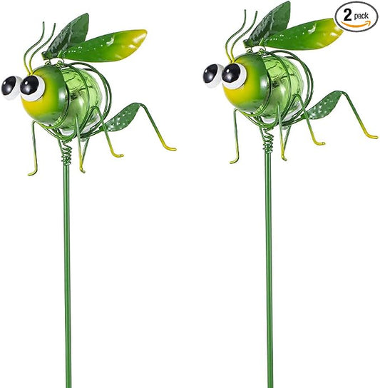 Viveta 2 Pack Garden Solar Lights, Solar Lights Stake | Decorative Solar Light with Cute Insect Figurines for Outdoor Pathway & Patio