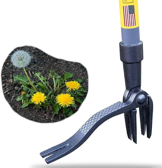 Rocklin Stand Up Weed Puller Tool Long Handle 48” | No Bending or Kneeling | 4-Claw Steel Head, Heavy Duty Dandelion Root Extractor & Weed Remover for Lawn