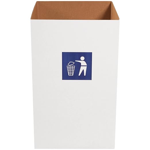 Box USA 50 Gallon 18" L x 18" W x 36" H 10-Pack Cardboard Trash Cans and Recycling Bins, Reusable or Disposable Pop Up Garbage Boxes for Parties, Outdoor Events, Heavy Duty, Waste