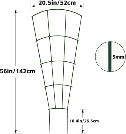 Thealyn 4 Pack 56" Metal Plant Trellis for Pots & Garden Beds, Rustproof Support for Indoor Outdoor Climbing Plants, Vines, Flowers, Fan Shaped, Green