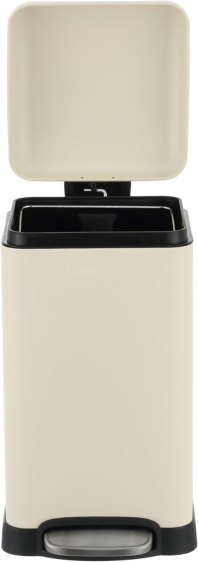 happimess HPM1012J Betty Retro Mini 3.2-Gallon Step-Open Trash Can, Fingerprint Resistant, Modern, Minimalistic for Home, Kitchen, Laundry Room, Office, Bedroom, Bathroom, Limestone Beige