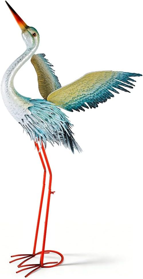 40" Metal Crane Garden Statue, Large Outdoor Heron Sculpture,Rust-Proof Garden Sculptures & Statues,Yard Art for Patio & Backyard