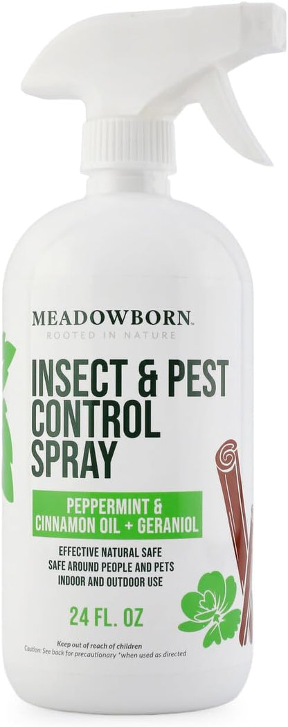 Peppermint Oil Insect Spray – Natural Indoor & Outdoor Household Spray with Peppermint, Cinnamon Oil & Geraniol – Plant-Based Formula – 24 oz