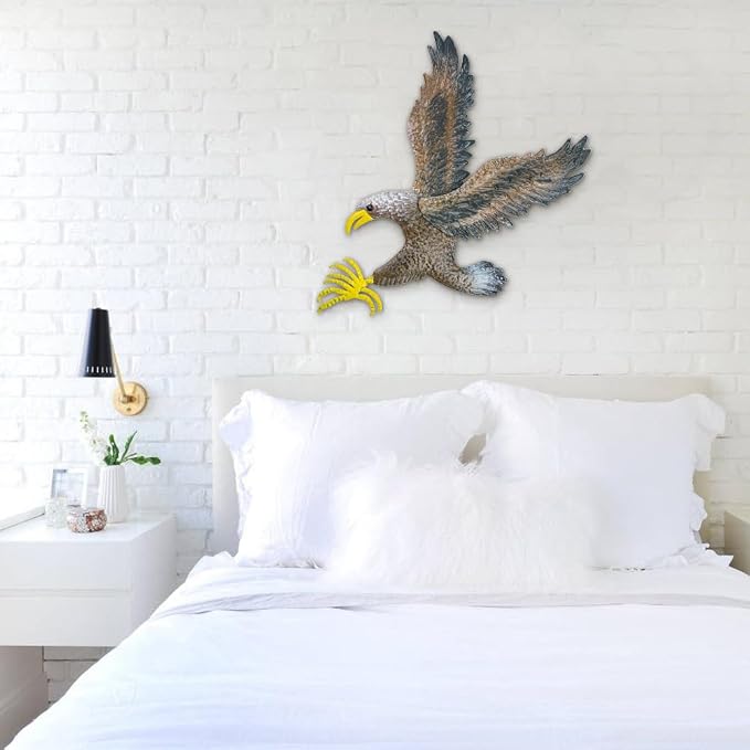 VEWOSTAR Eagle Metal Wall Art for Living Room 23.6”H X 22.4” L Handmade Large Eagle Wall Sculptures Modern Wall Art Hanging Decor for Indoor Outdoor