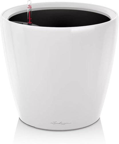Lechuza Classico LS 28 Cream White High Gloss, Self-Watering Round Planter, D11 H10.2 in