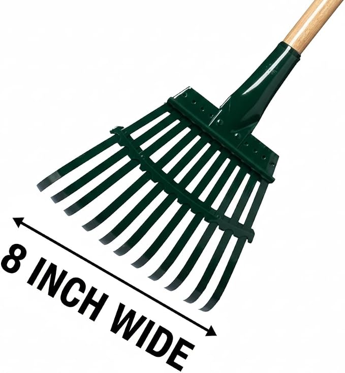 Flex-Steel Shrub Rake with 48 Inch Wood Handle, 8in