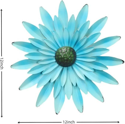 EASICUTI Blue Metal Flowers Wall Decor Metal Wall Art Decorations Hanging For Indoor Outdoor Home Bathroom Kitchen Dining Room Bedroom Living Room Or Wall Sculptures 12 Inch