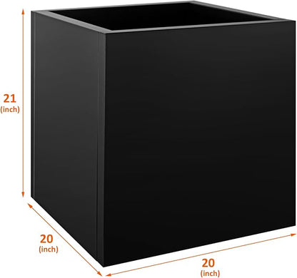 Square Metal Planter Box 20"x20"x21", Heavy Duty Galvanized Steel Planter Box Rust Resistant Indoor Outdoor, Cube Steel Planters for Patio, Yard, Porch, Garden, Commercial Residential