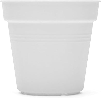 Mintra Garden Pots, 4 Pack Bulk Plastic Plant Pots with Drainage Tray, Round Indoor & Outdoor Decorative Planters with Drain Holes for Flowers, Herbs & Plants, 19cm Diameter – White, 7.5 in