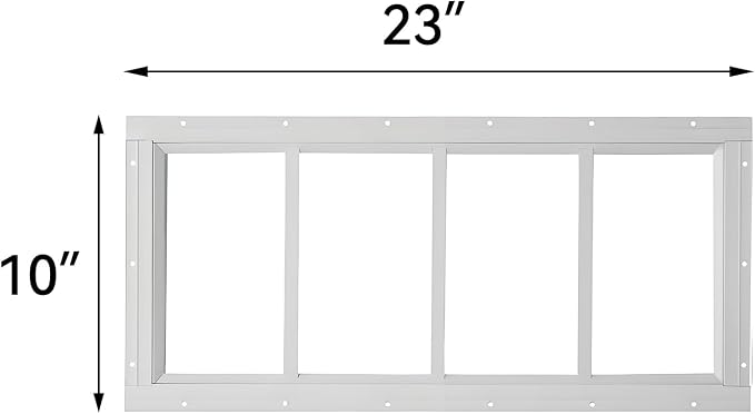 2 Pack Shed Window (White, 10" x 23")