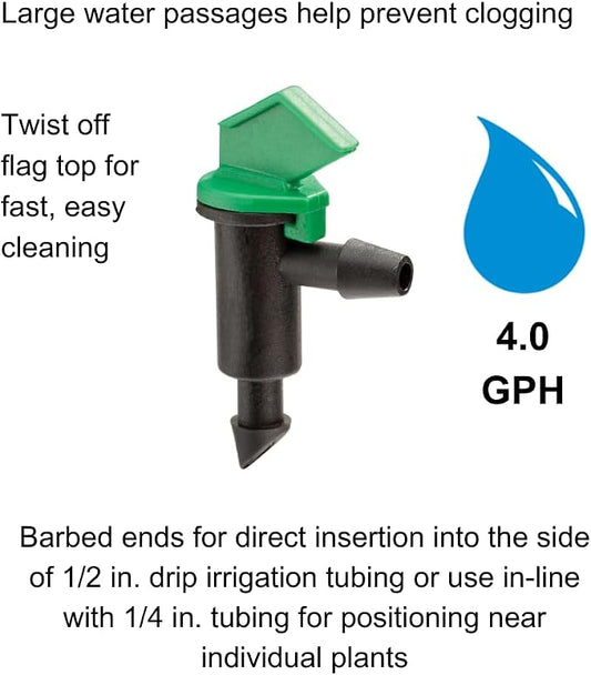 Rain Bird FE40-25S Drip Irrigation 4 Gallon Per Hour Flag Dripper/Emitter, 25-Pack
