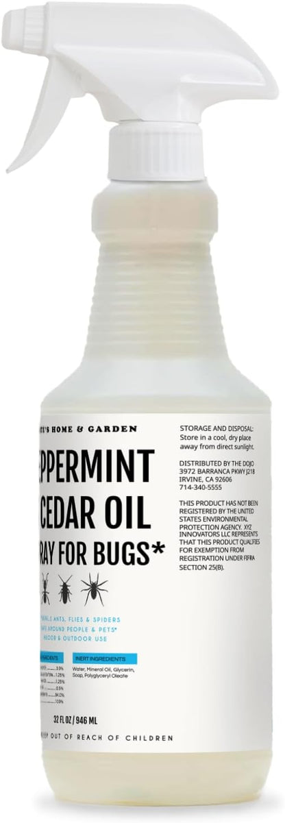 Kate's Home & Garden Peppermint Oil Spray for Bugs, Ants, Insects, Spiders, Roaches, Stink Bug. Pesticide and Insecticide Indoor Repellent Pest Control with Cedar Oil (32oz, Natural, Non Toxic)