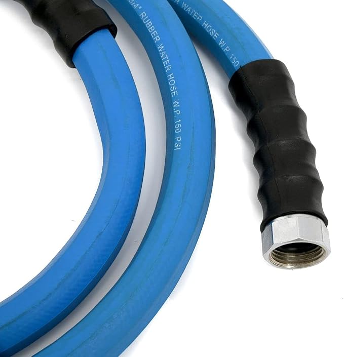 AG-LITE BSAL5875 5/8" x 75'' Hot/Cold Water Rubber Garden Hose, 100% Rubber, Ultra-Light, Super Strong, 500 PSI, 50F to 190F Degrees, High Strength Polyester Braided